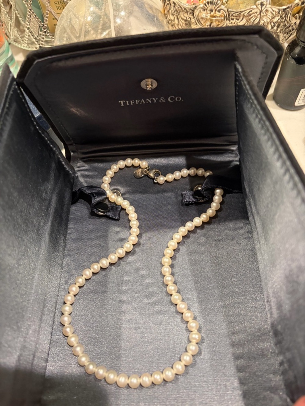 Tiffany & Co. Pearl Strand Necklace with Silver Clasp - White